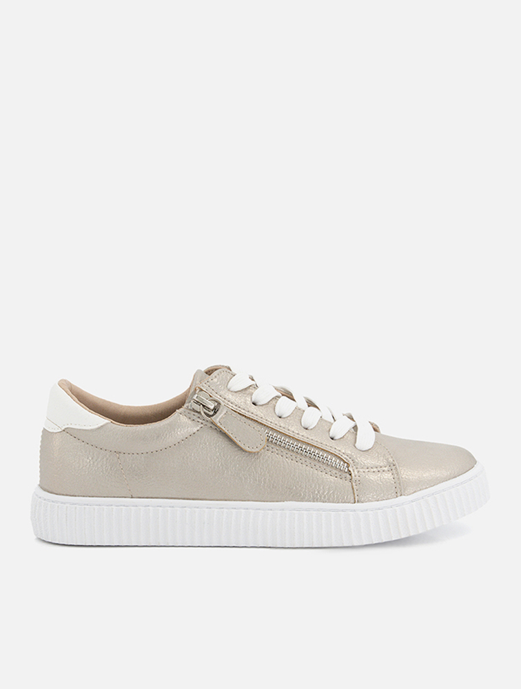 MyRunway | Shop Woolworths Gold Side Zip Lace-up Sneakers for